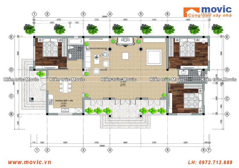                                                      Các phòng chức năng được bố trí hợp lý và khoa học