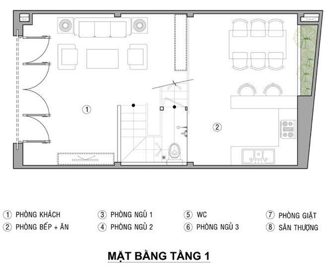 Mặt bằng thiết kế tầng 1