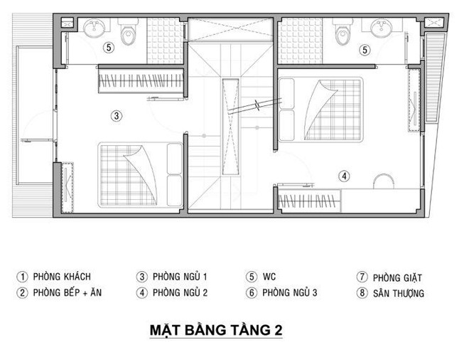 Mặt bằng thiết kế tầng 2