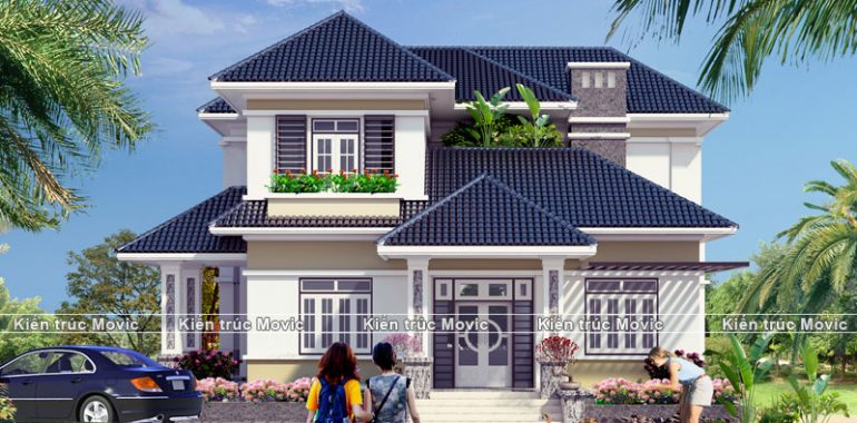 Mẫu nhà vườn 2 tầng mái thái 120m2