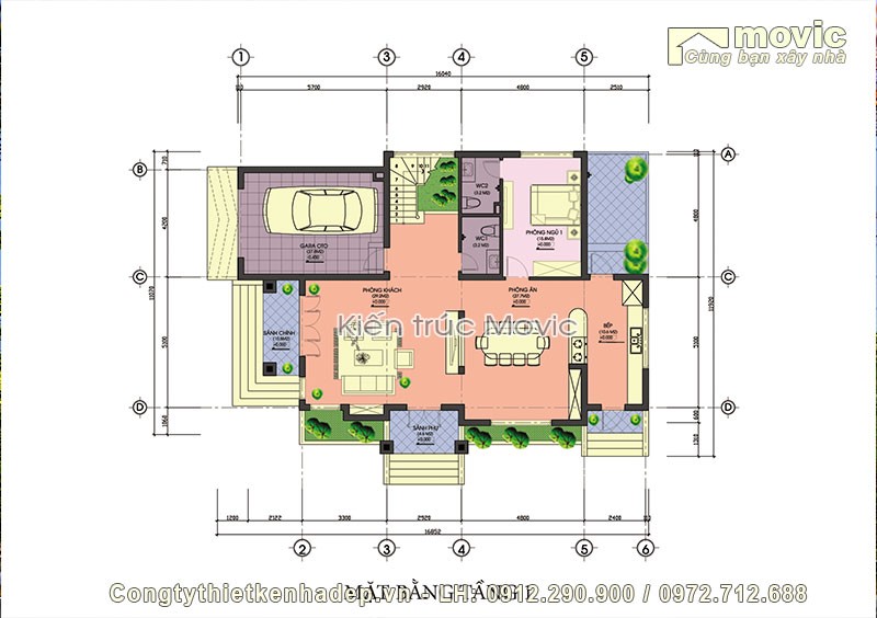 Mặt bằng nội thất biệt thự 4 tầng mái thái