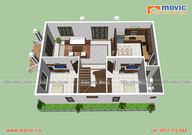 Mặt bằng nhà 3 tầng tân cổ điển đẹp, sang trọng diện tích 120m2