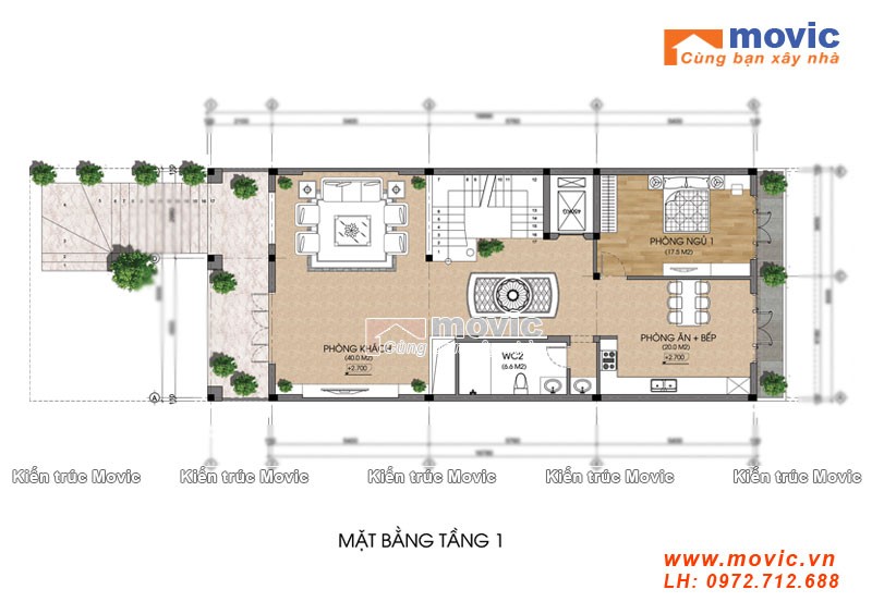 Mặt bằng nhà 4 tầng cổ điển mái thái, lộng lẫy sang trọng