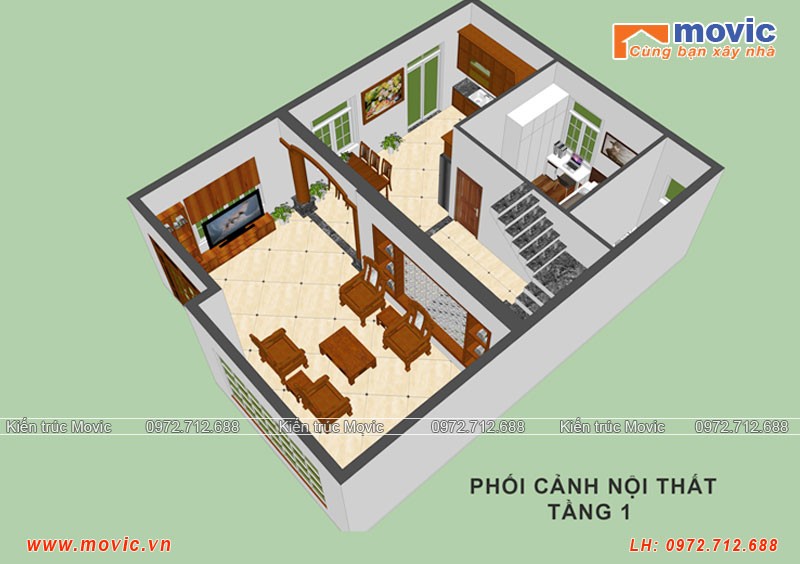 Mặt bằng nhà 3 tầng mái thái phong cách tân cổ điển