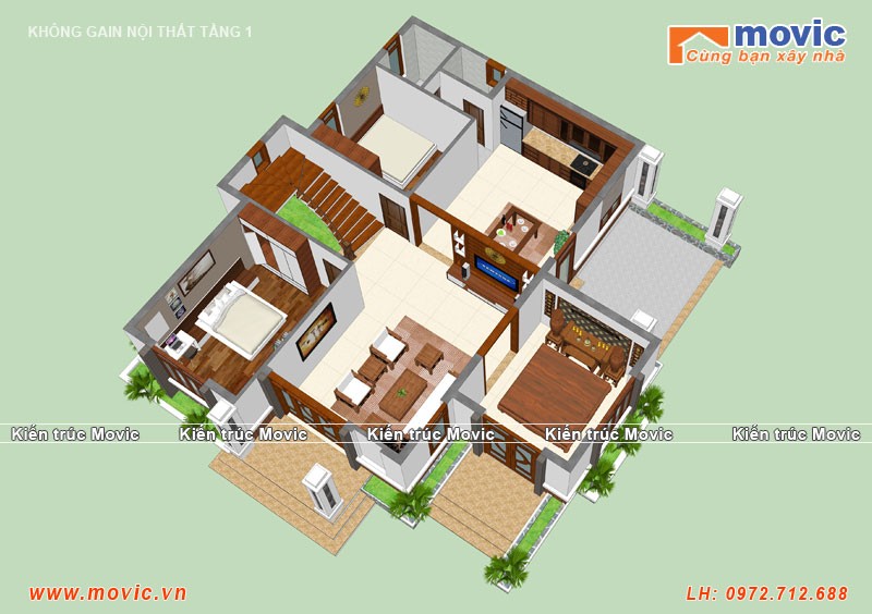 Mặt bằng biệt thự vườn 2 tầng MB1706