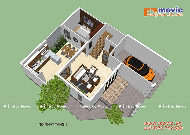 Phối cảnh nội thất tầng 1