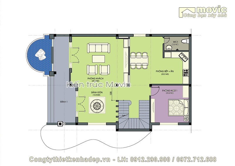 Mặt bằng nhà 2 tầng hiện đại mái thái đơn giản đẹp